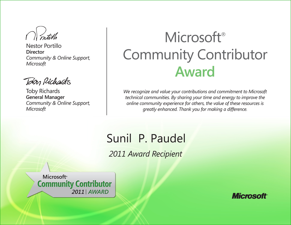 Microsoft Community Contributor Award